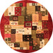 Square Abstract Orange Contemporary Rug, con1612org