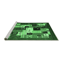 Sideview of Machine Washable Abstract Emerald Green Contemporary Area Rugs, wshcon1612emgrn