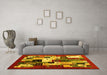 Machine Washable Abstract Yellow Contemporary Rug in a Living Room, wshcon1612yw