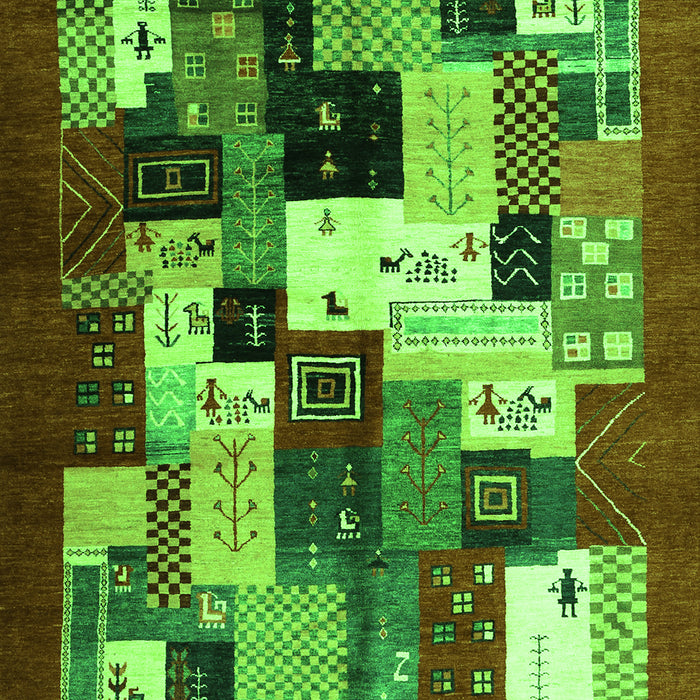 Serging Thickness of Machine Washable Abstract Green Contemporary Area Rugs, wshcon1612grn