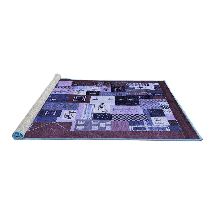 Sideview of Machine Washable Abstract Blue Contemporary Rug, wshcon1612blu