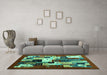 Machine Washable Abstract Turquoise Contemporary Area Rugs in a Living Room,, wshcon1612turq