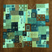 Square Machine Washable Abstract Turquoise Contemporary Area Rugs, wshcon1612turq