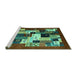 Sideview of Machine Washable Abstract Turquoise Contemporary Area Rugs, wshcon1612turq