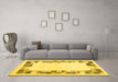 Machine Washable Solid Yellow Modern Rug in a Living Room, wshcon1613yw