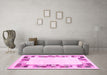 Machine Washable Solid Pink Modern Rug in a Living Room, wshcon1613pnk