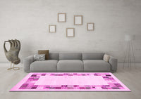 Machine Washable Solid Pink Modern Rug, wshcon1613pnk