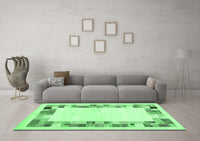 Machine Washable Solid Emerald Green Modern Rug, wshcon1613emgrn