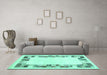 Machine Washable Solid Turquoise Modern Area Rugs in a Living Room,, wshcon1613turq