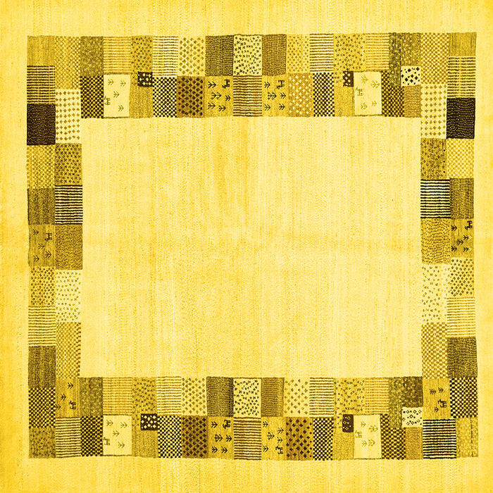 Square Solid Yellow Modern Rug, con1613yw