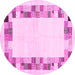 Round Machine Washable Solid Pink Modern Rug, wshcon1613pnk