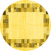 Round Machine Washable Solid Yellow Modern Rug, wshcon1613yw