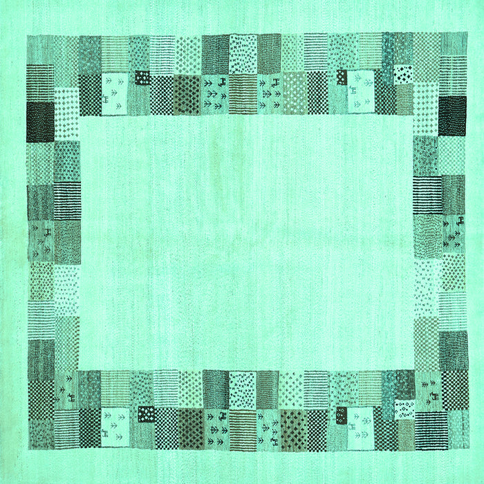 Square Machine Washable Solid Turquoise Modern Area Rugs, wshcon1613turq