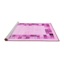 Sideview of Machine Washable Solid Pink Modern Rug, wshcon1613pnk