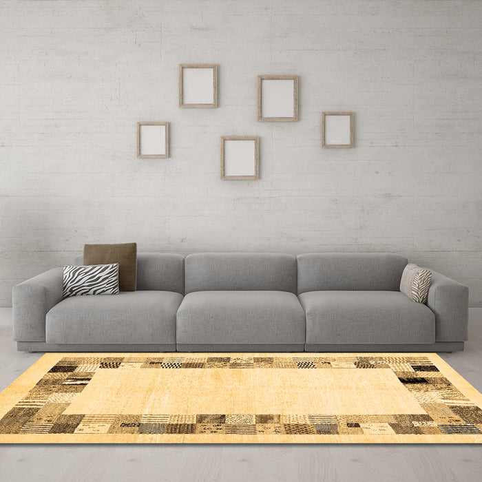Machine Washable Solid Brown Modern Rug in a Living Room,, wshcon1613brn