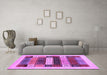 Machine Washable Abstract Purple Contemporary Area Rugs in a Living Room, wshcon1614pur