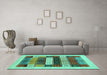 Machine Washable Abstract Turquoise Contemporary Area Rugs in a Living Room,, wshcon1614turq