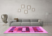 Machine Washable Abstract Pink Contemporary Rug in a Living Room, wshcon1614pnk