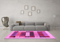 Machine Washable Abstract Pink Contemporary Rug, wshcon1614pnk