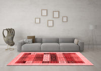 Machine Washable Abstract Red Contemporary Rug, wshcon1614red