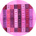 Round Abstract Pink Contemporary Rug, con1614pnk