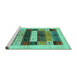 Sideview of Machine Washable Abstract Turquoise Contemporary Area Rugs, wshcon1614turq