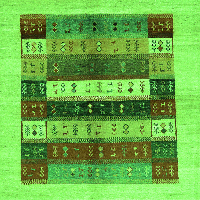 Serging Thickness of Abstract Green Contemporary Rug, con1614grn