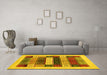 Machine Washable Abstract Yellow Contemporary Rug in a Living Room, wshcon1614yw