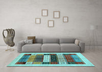 Machine Washable Abstract Light Blue Contemporary Rug, wshcon1614lblu