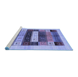 Sideview of Machine Washable Abstract Blue Contemporary Rug, wshcon1614blu