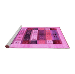 Sideview of Machine Washable Abstract Pink Contemporary Rug, wshcon1614pnk