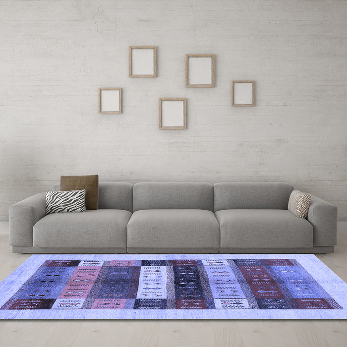 Machine Washable Abstract Blue Contemporary Rug in a Living Room, wshcon1614blu
