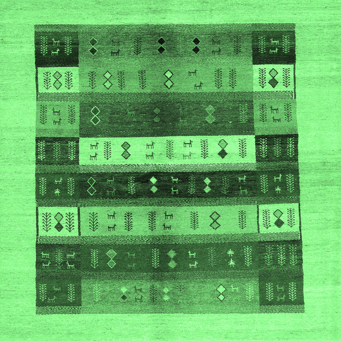 Square Abstract Emerald Green Contemporary Rug, con1614emgrn