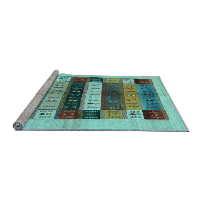 Sideview of Machine Washable Abstract Light Blue Contemporary Rug, wshcon1614lblu