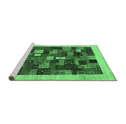 Sideview of Machine Washable Abstract Emerald Green Contemporary Area Rugs, wshcon1615emgrn