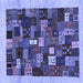 Square Abstract Blue Contemporary Rug, con1615blu