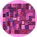 Round Abstract Pink Contemporary Rug, con1615pnk