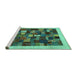 Sideview of Machine Washable Abstract Turquoise Contemporary Area Rugs, wshcon1615turq