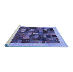 Sideview of Machine Washable Abstract Blue Contemporary Rug, wshcon1615blu