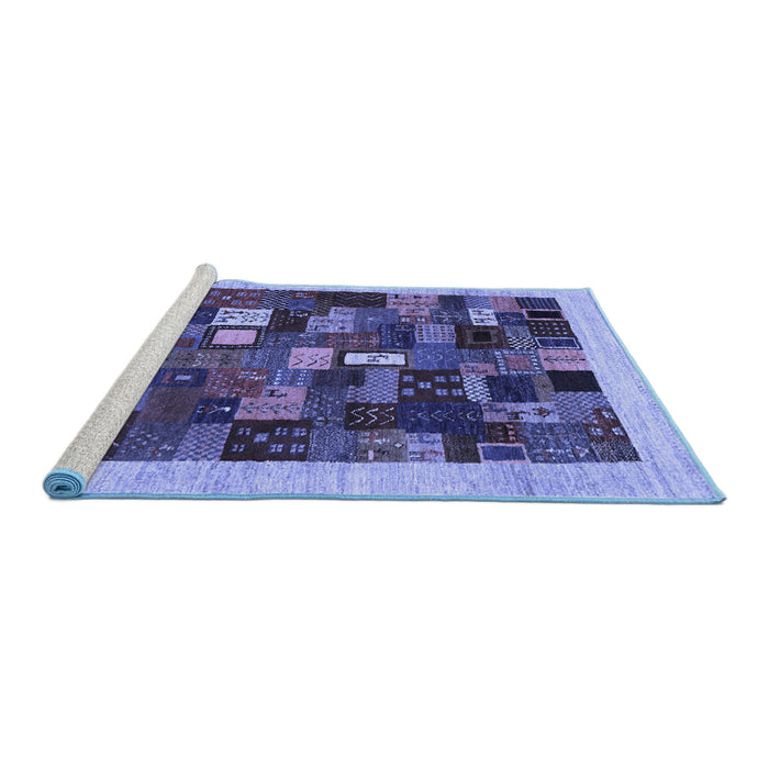Sideview of Machine Washable Abstract Blue Contemporary Rug, wshcon1615blu