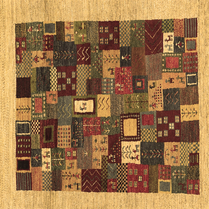 Square Abstract Brown Contemporary Rug, con1615brn