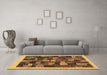 Machine Washable Abstract Brown Contemporary Rug in a Living Room,, wshcon1615brn