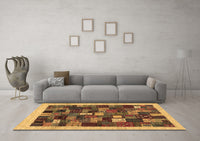 Machine Washable Abstract Brown Contemporary Rug, wshcon1615brn