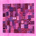 Square Machine Washable Abstract Pink Contemporary Rug, wshcon1615pnk