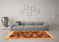 Machine Washable Abstract Orange Contemporary Rug, wshcon1615org