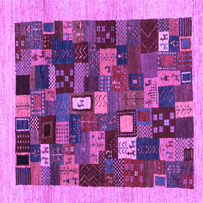 Square Machine Washable Abstract Purple Contemporary Area Rugs, wshcon1615pur
