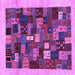 Square Machine Washable Abstract Purple Contemporary Area Rugs, wshcon1615pur