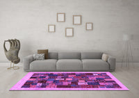 Machine Washable Abstract Purple Contemporary Rug, wshcon1615pur