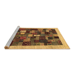 Sideview of Machine Washable Abstract Brown Contemporary Rug, wshcon1615brn