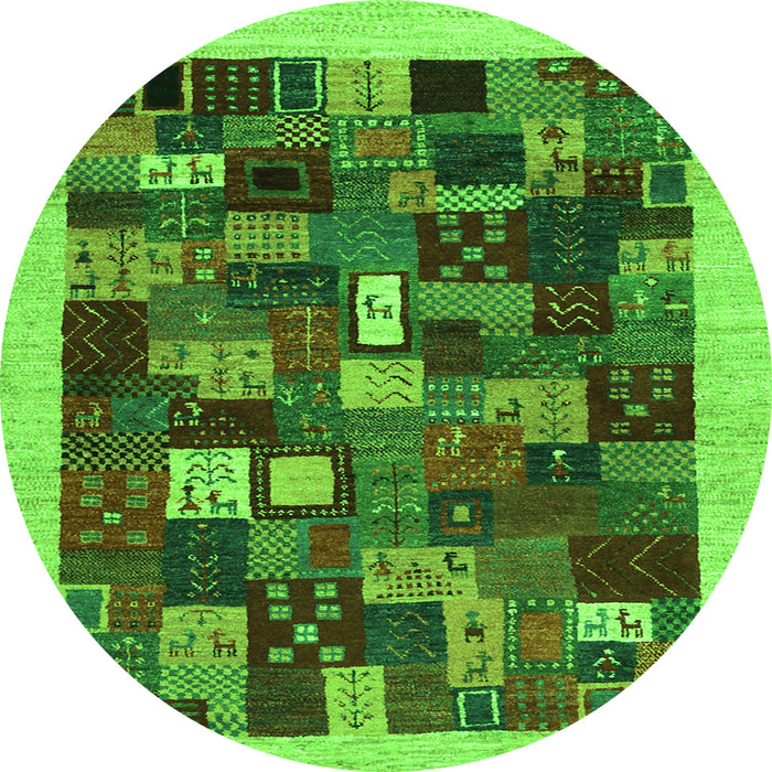 Square Abstract Green Contemporary Rug, con1615grn